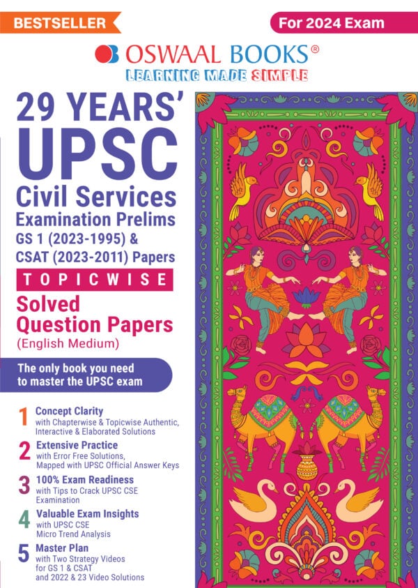 Oswaal 29 Years UPSC Prelims GS 1 (2023-1995) & CSAT 2023-2011 Topicwise Solved Papers - English Medium [2024 Edition]